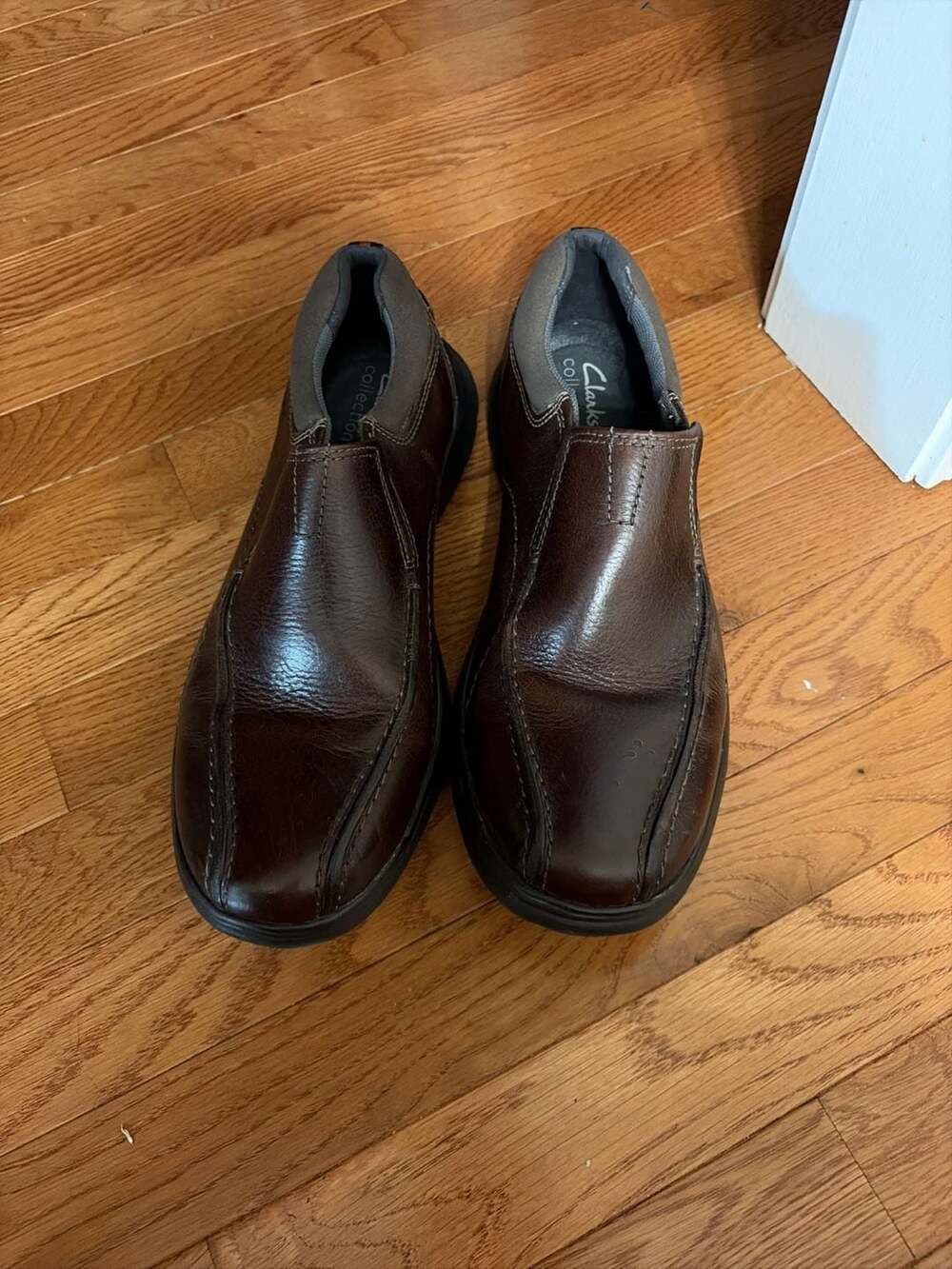 Clarks Collection Men's Brown Leather Slip-On Loafers Size 10W